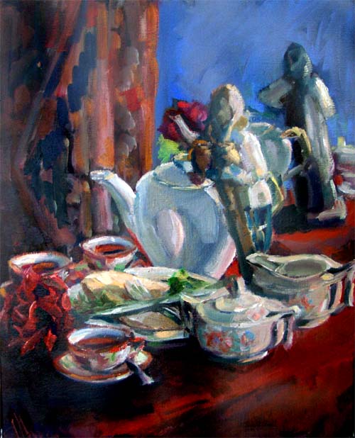 stil life with kelim tapestry