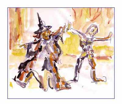 allerlei rare verklede mensen lopen door de kamer