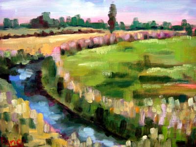 marion damen, buitengebied zundert, olie op paneel