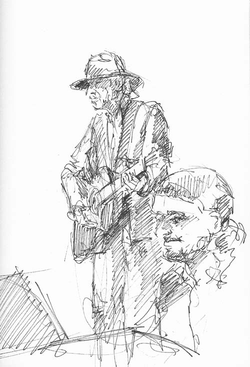 dick schreurs en dimitri van toren getekend door mieke van zundert